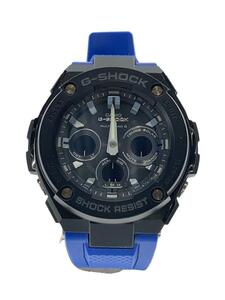 CASIO◆ソーラー腕時計・G-SHOCK/デジアナ/ラバー/BLU/BLU