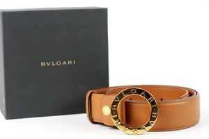 【新品同様・未使用】BVLGARI ブルガリ ビーゼロ ベルト 105/42 イタリア製 服飾 小物 キャメル系【LA39】