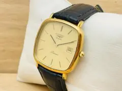 稼働品 ロンジン LONGINES ゴールド文字盤 メンズ 腕時計