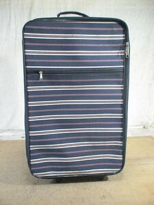 4586　青・白・ピンク　ボーダー柄　スーツケース　キャリケース　旅行用　ビジネストラベルバック