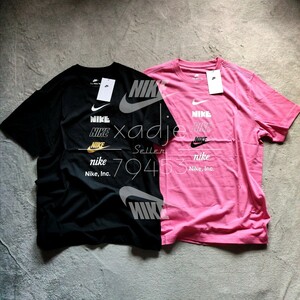 新品 正規品 NIKE ナイキ NSW INC 半袖 Tシャツ 2枚セット 黒 ブラック ピンク ロゴ スウッシュ プリント L