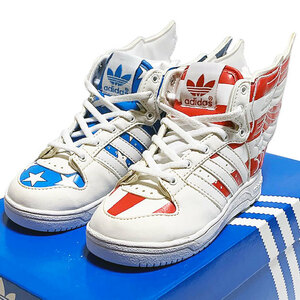 国内正規品■adidas×JEREMY SCOTT JS WINGS 2.0 1 スニーカー アメリカ国旗 星条旗 白赤青 US7K(140)[V24579] 子供 KIDS