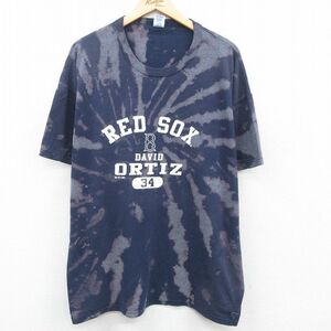 XL/古着 ラッセル 半袖 ビンテージ Tシャツ メンズ 00s MLB ボストンレッドソックス デビッドオルティーズ 大きいサイズ クルーネック