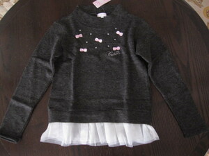 CRTCUTIE crt cutie 裾チュール付フリースセーター　150　グレー