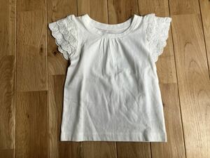 新品 西松屋 女の子 ベビー 肩フリル トップス ノースリーブ 白 90センチ