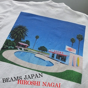 【永井博 × BEAMS JAPAN ビームス ジャパン】限定 コラボレーション Tシャツ ホワイト Lサイズ!!