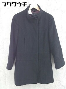 ■ INED イネド アンゴラ混 長袖 コート サイズ7 ブラック レディース