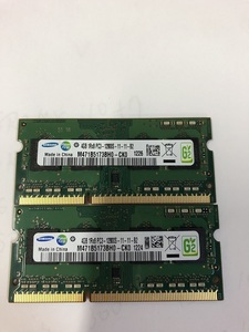 ★超美品★ノート用メモリ SAMSUNG PC3-12800S DDR3 1600 4GB 2枚セット　1r×8★送料無料★１か月保証