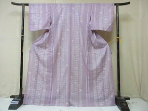 1円 良品 化繊 着物 絽 夏物 小紋 洗える 和装 和服 縞 花柄 幾何学 抽象 お洒落 高級 単衣 身丈160cm 裄64cm【夢職】★★★