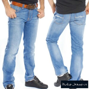 Nudie Jeans ヌーディージーンズSlim Jim Midsummer BlueデニムパンツW30 イタリア製