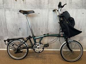 ブロンプトン　BROMPTON グリーン/黒　内装3段　室内保管　フロントバッグ・輪行袋付き