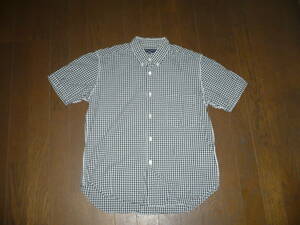 COMME des GARCONS HOMME　ギンガムチェック　半袖　ボタンダウンシャツ　黒　SS（XS)　AD2006　日本製　美品