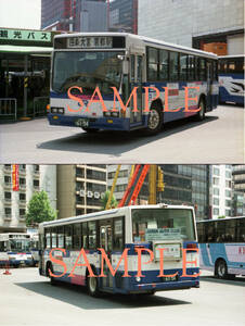 F【バス写真】Ｌ版２枚　西日本JRバス　いすずキュービックバス　京都駅
