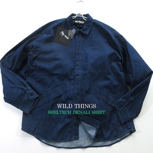 【WILD THINGS ワイルドシングス】未使用 ハイスペック シェルテック 濃紺 インディゴデニム デナリシャツ オーバーサイズ!!