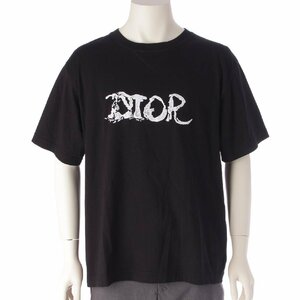 【ディオール】DIOR　メンズ 21AW Peter Doig ピーター ドイグ ロゴ コットン Tシャツ ブラック XL 【中古】【正規品保証】195776