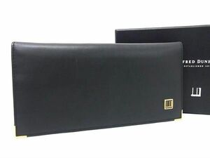 1円 ■極美品■ dunhill ダンヒル レザー 二つ折り 長財布 ウォレット 小銭入れ 札入れ メンズ ブラック系 AW1900