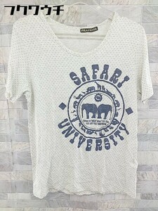 ◇ FRAPBOIS 水玉 ドット ロゴ プリント 半袖 Tシャツ カットソー サイズ1 グレー ネイビー グリーン レディース