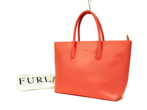 17164 美品 FURLA フルラ ロゴ型押し オールレザー ジップ トートバッグ ハンドバッグ 手持ち 鞄 ピンク レディース 保存袋付きイタリア製