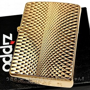 zippo☆k24純金メッキ☆両面/ダイヤモンドカットウェーブ☆ジッポ ライター