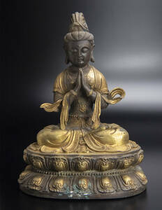 清 铜鎏金佛坐像 仏像 中国 古美術