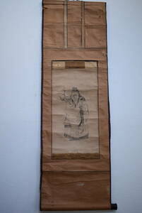 【和】(112)　時代古作　古書画収集家放出品　中国古画　人物図　拓本　軸装