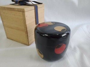 塗師 林哲山 漆塗 利休棗 蒔絵 共箱 茶器 茶道具 K-6