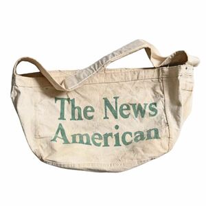 超希少!VTG 1950’s OLD ”The News American NEWSPAPER BAG GREEN WATER PRINT USAビンテージニュースペーパーバッグ染み込みプリント