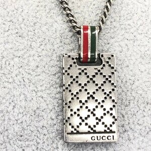 GUCCI グッチ ロゴ プレート ネックレス 925刻印 18.2g【CDAO7055】