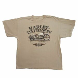 ハーレーダビッドソン 半袖Tシャツ XLサイズ相当 カーキ 2012年製 バイカー モーターサイクル Harley Davidson ビンテージ 古着