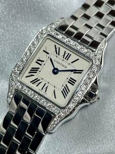 カルティエ時計 良品 サントスドゥモワゼル ダイヤモンド ダイヤ サントスドゥモアゼル カルティエ腕時計 稼働品 ※外装仕上げ後、未使用品
