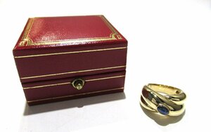 【新品仕上げ済】 カルティエ Cartier K18YG コリゼ サファイア #51 リング 指輪 BOX付 ランクA BRJ・ジュエリー