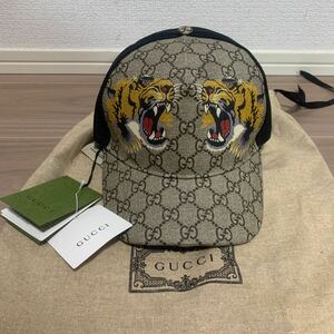 新品 未使用 GUCCI グッチ タイガー GGスプリーム ベースボールキャップ メッシュキャップ 帽子 メンズ レディース Lサイズ 59cm