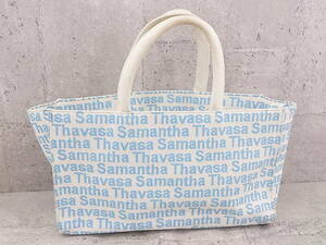 ◇ Samantha Thavasa サマンサタバサ ロゴ デザイン ハンド バッグ オフホワイト ブルー レディース