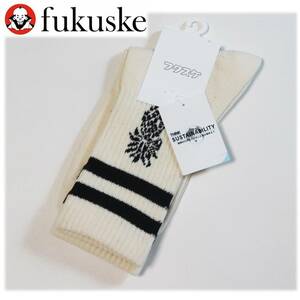 《福助 fukuske》新品 パイナップル柄 ボーダー ソックス 靴下 22.5～24.5cm A9291