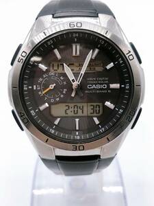 【17358】★美品★CASIO カシオ ウェーブセプター メンズソーラー電波腕時計 WVA-M650-1AJF タフソーラー マルチバンド6 100m防水 ブラック