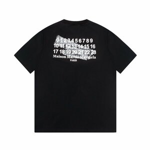 Maison Margiela MM6 メゾン マルジェラ ナンバープリント 半袖 Tシャツ カットソー コットン 黒 カジュアル Lサイズ