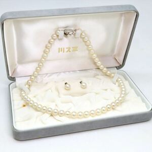 良品!!箱付き!!＊アコヤ本真珠ネックレス・Pt900イヤリング＊a 約41.5g 約7.5~8.0mm珠 パール pearl necklace earring jewelry EA2/EA4