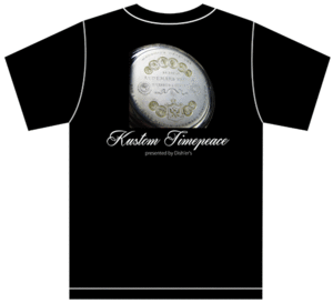 サイズが選べる Kustom Timepeace Tシャツ黒 6 S/M/L/XL カスタム時計 懐中時計 文字盤 エングレービング