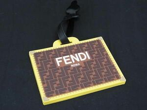 ■極美品■ FENDI フェンディ ズッカ柄 バッグモチーフ ネームタグ 名札 チャーム ブラウン系×イエロー系 AS5648