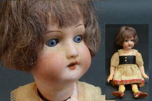 戦前 ドイツ製 ビスクドール 26cm スリープアイ アンティーク ヴィンテージ 陶磁製 西洋人形 GERMANY