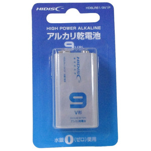 送料無料 9V形 角電池 アルカリ乾電池 006P HIDISCｘ５個セット