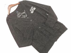 MOUSSY マウジー 刺繍 カーディガン sizeF/黒 ◇■ ☆ dlb3 レディース