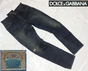 ★新品! DOLCE&GABBANA リッチでお洒落!!存在感抜群☆G3PXAP ちょいワル大人の今ドキ!!格上げ☆ミセる♪秀逸ロゴプレートデニム＜46＞伊製