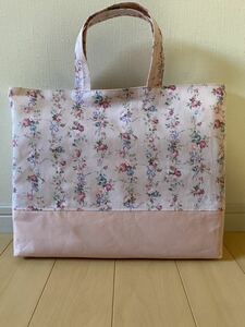 ♪レッスンバック　☆ハンドメイド 薔薇　リボン　ピンク