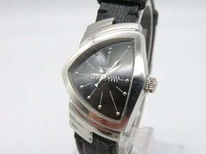1円◆稼働◆ ハミルトン Ｈ242112 ベンチュラ ブラック クオーツ レディース 腕時計 M19301