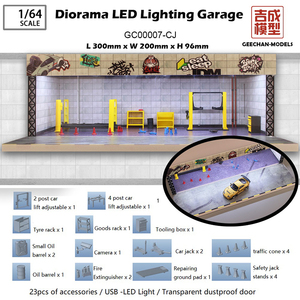 ジオラマ1:64モデルカーアセンブリLEDライトガレージディスプレイコレクション