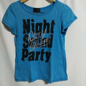 T-MIND PARTY レディース　キラキラプリント　半袖　カットソー　Tシャツ　Mサイズ　水色