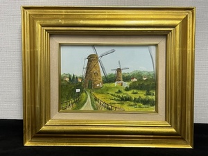 飾り絵 絵画 キンデルダイクの風車 (オランダ）壁掛け 背景 額縁 風景 インテリア アンティーク U611