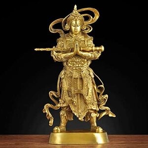 韋駄天立像 【諸天神】真鍮 総高約40cm 守護神 仏像フィギュア(銅器)