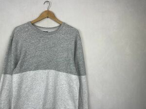 グッドスタイル◎J.CREWジェークルーオールコットン２トーンスウェットシャツトレーナーMグレー系アメカジストリートストアnr23123